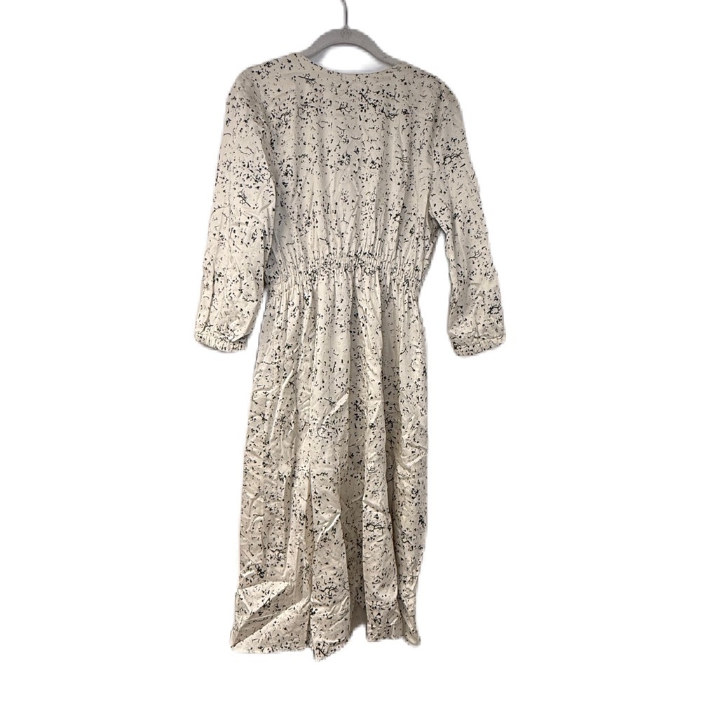 Cream and Black A-Line Fit And Flair Midi Dress